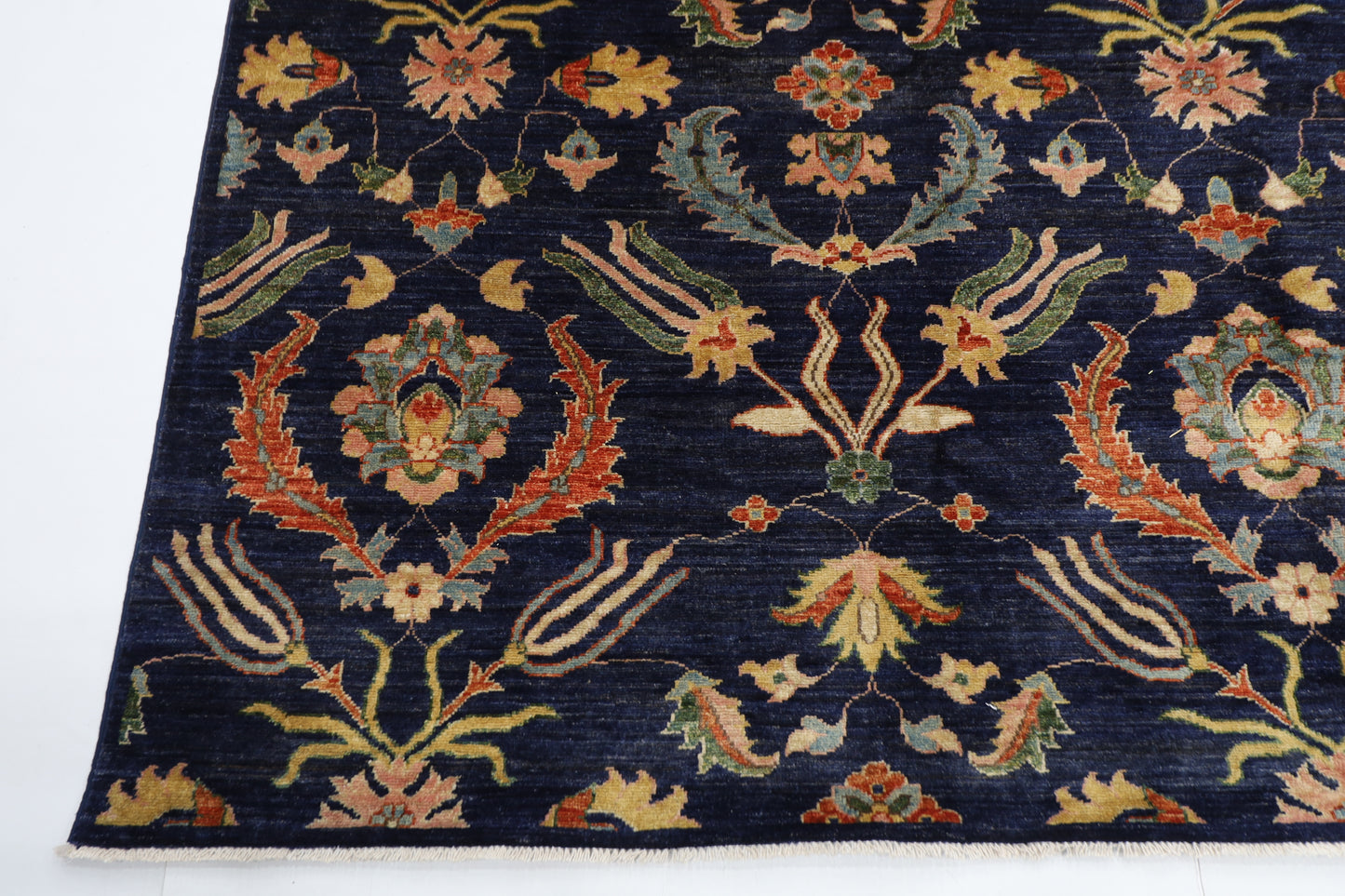 248 x 296 cm | Oriental Suzani Blue Area Rug Afghan Hand Knotted Veg Dye Wool carpet