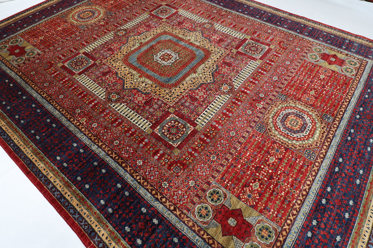 298 x 395 cm | Red Mamluk Area Rug Afghan Hand Knotted Veg Dye Wool carpet
