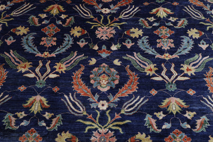 248 x 296 cm | Oriental Suzani Blue Area Rug Afghan Hand Knotted Veg Dye Wool carpet