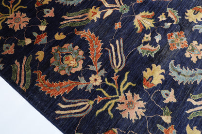 248 x 296 cm | Oriental Suzani Blue Area Rug Afghan Hand Knotted Veg Dye Wool carpet