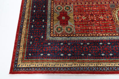 298 x 395 cm | Red Mamluk Area Rug Afghan Hand Knotted Veg Dye Wool carpet