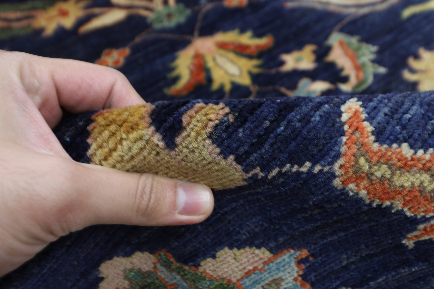 248 x 296 cm | Oriental Suzani Blue Area Rug Afghan Hand Knotted Veg Dye Wool carpet