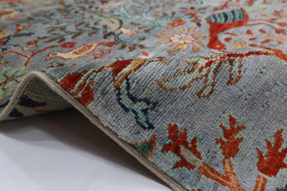 307 x 420 cm | Birds Gray Large Area Rug Afghan Hand Knotted veg Dye Wool carpet