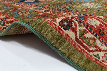 268 x 359 cm | Green Area Rug Afghan Hand Knotted Veg Dye Wool carpet