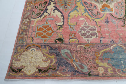 306 x 420 cm | Pink kawros Afghan Hand Knotted Wool carpet