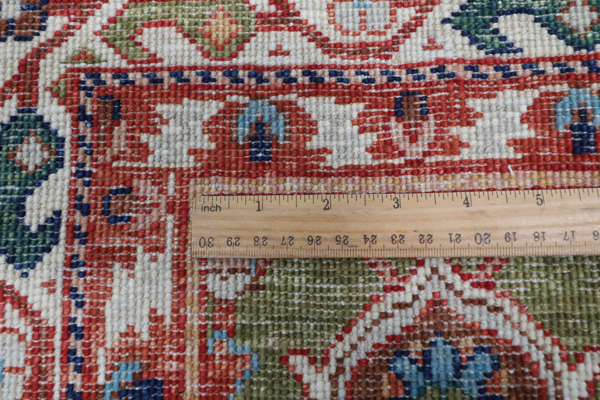 268 x 359 cm | Green Area Rug Afghan Hand Knotted Veg Dye Wool carpet