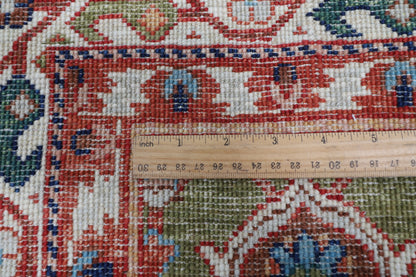268 x 359 cm | Green Area Rug Afghan Hand Knotted Veg Dye Wool carpet