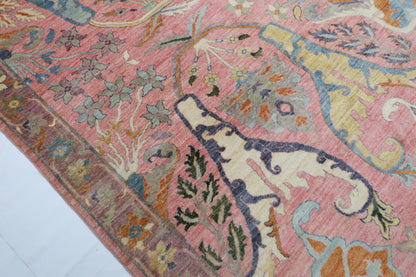 306 x 420 cm | Pink kawros Afghan Hand Knotted Wool carpet