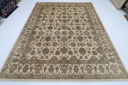 245 x 300 cm | Oriental Floral Beige Area Rug Afghan Hand Knotted Veg Dye Wool carpet