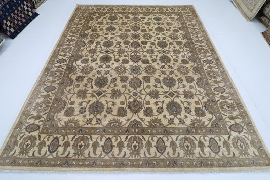 245 x 300 cm | Oriental Floral Beige Area Rug Afghan Hand Knotted Veg Dye Wool carpet
