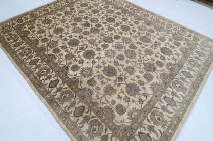 245 x 300 cm | Oriental Floral Beige Area Rug Afghan Hand Knotted Veg Dye Wool carpet