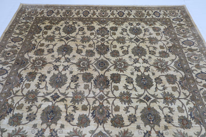 245 x 300 cm | Oriental Floral Beige Area Rug Afghan Hand Knotted Veg Dye Wool carpet