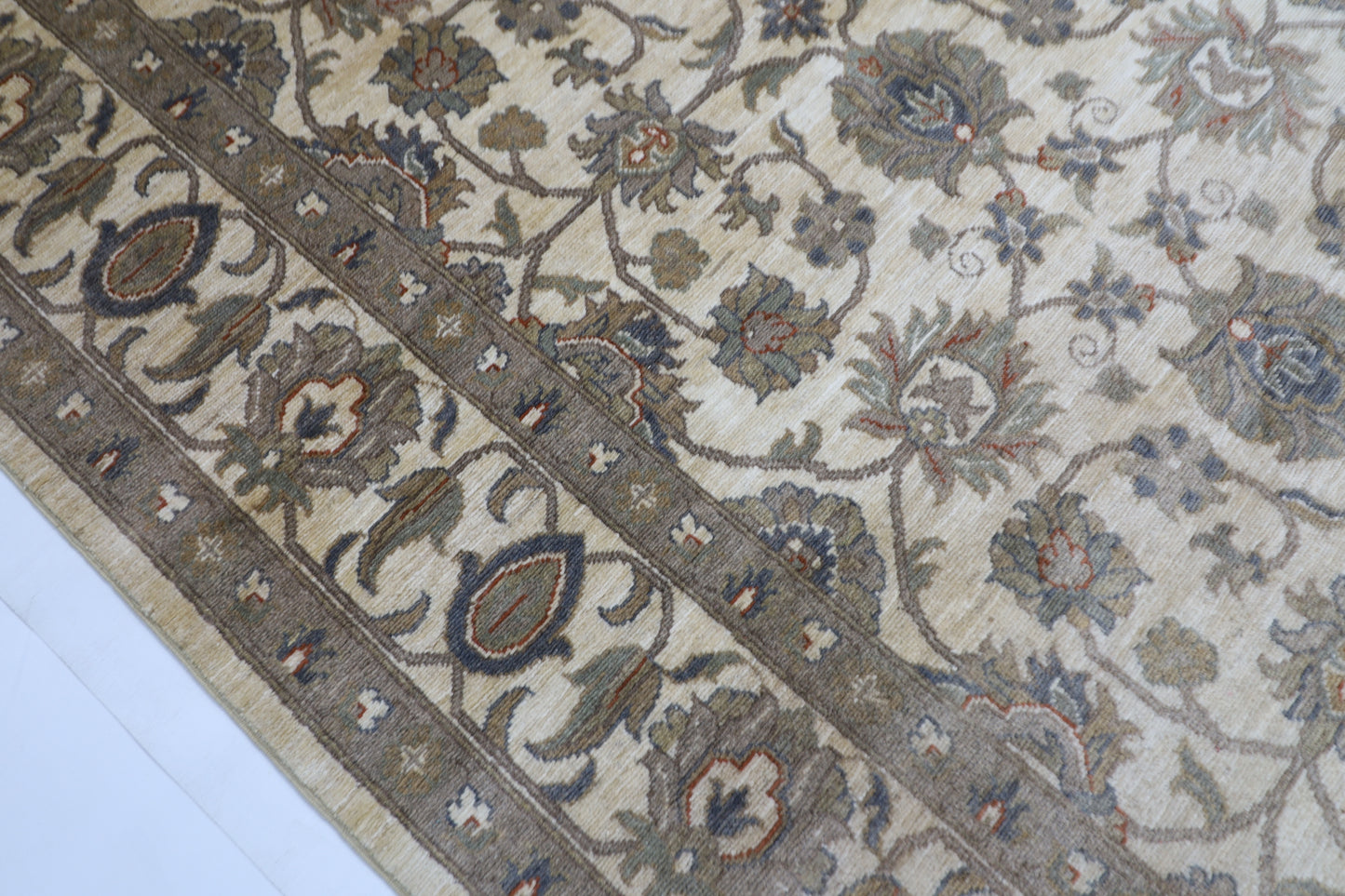245 x 300 cm | Oriental Floral Beige Area Rug Afghan Hand Knotted Veg Dye Wool carpet
