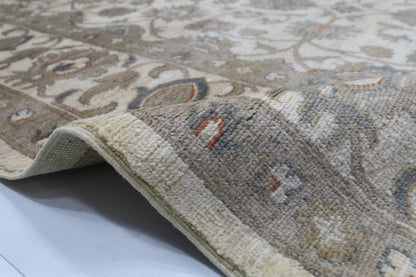 245 x 300 cm | Oriental Floral Beige Area Rug Afghan Hand Knotted Veg Dye Wool carpet