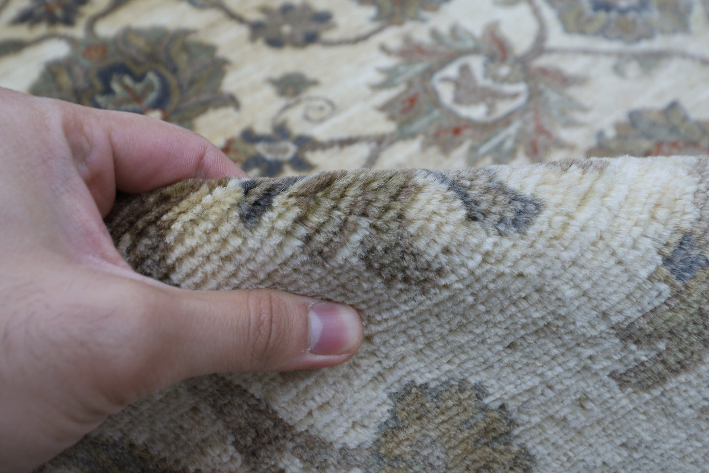 245 x 300 cm | Oriental Floral Beige Area Rug Afghan Hand Knotted Veg Dye Wool carpet