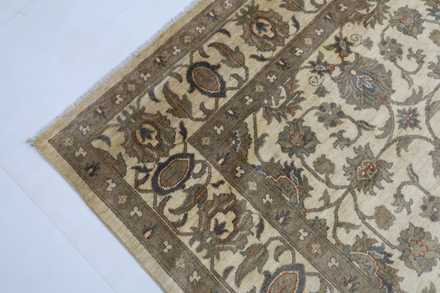 245 x 300 cm | Oriental Floral Beige Area Rug Afghan Hand Knotted Veg Dye Wool carpet