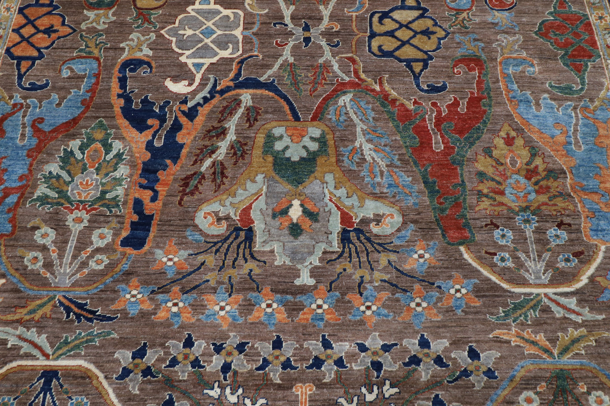 275 x 363 cm | Brown Kawros Area Rug Afghan Hand Knotted Veg Dye Wool carpet