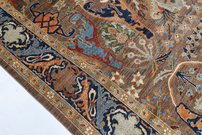 275 x 363 cm | Brown Kawros Area Rug Afghan Hand Knotted Veg Dye Wool carpet