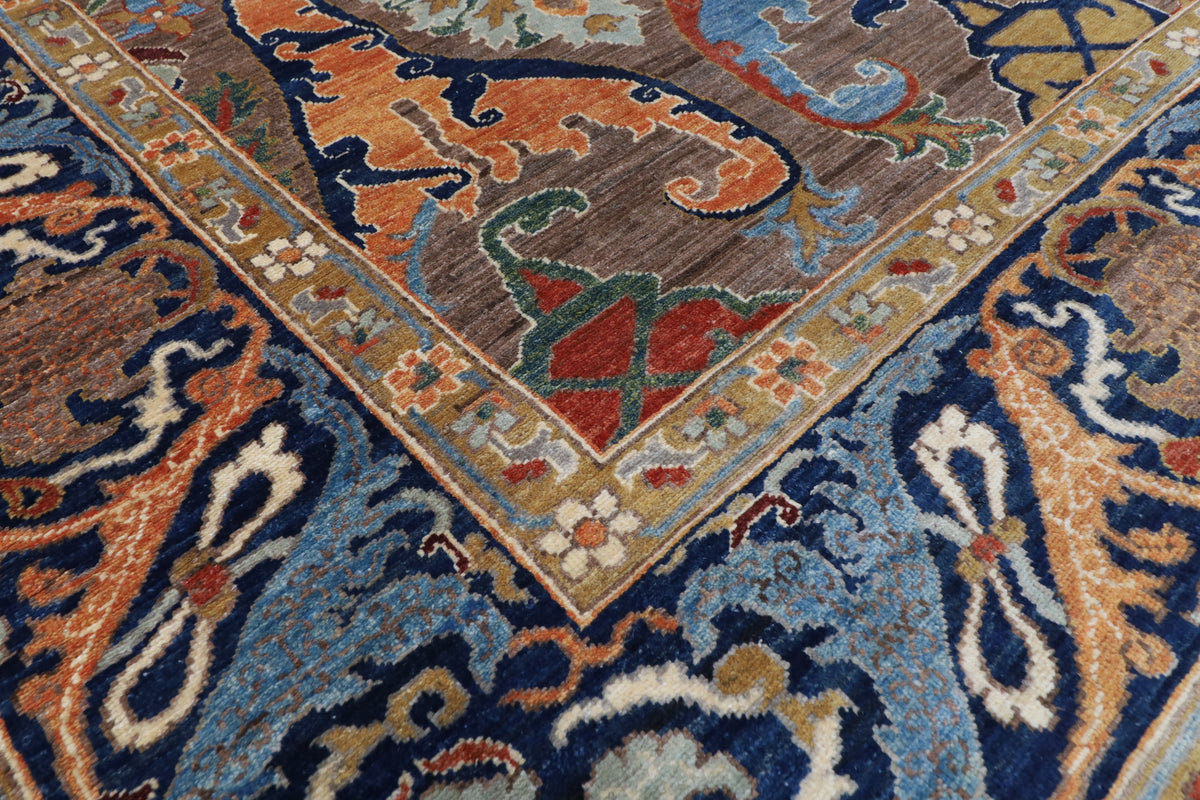 275 x 363 cm | Brown Kawros Area Rug Afghan Hand Knotted Veg Dye Wool carpet