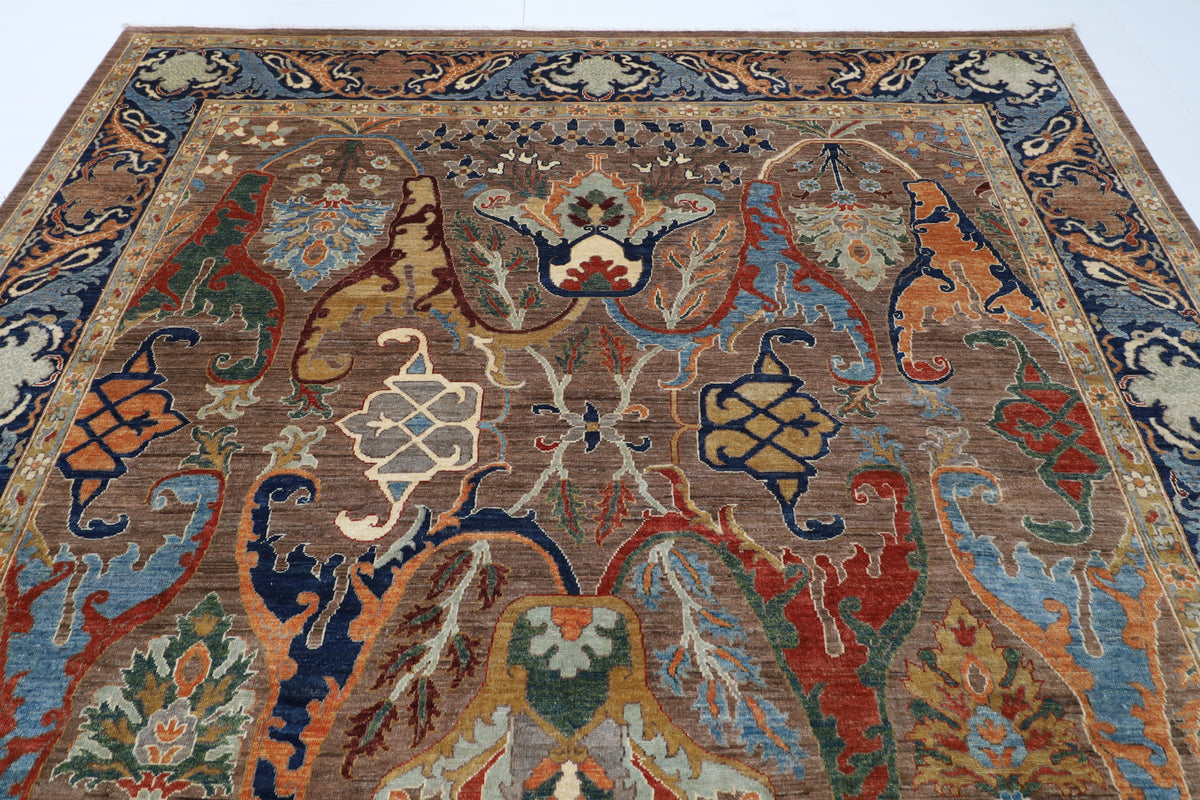 275 x 363 cm | Brown Kawros Area Rug Afghan Hand Knotted Veg Dye Wool carpet