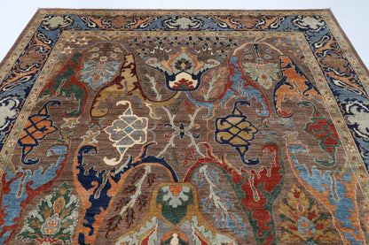 275 x 363 cm | Brown Kawros Area Rug Afghan Hand Knotted Veg Dye Wool carpet