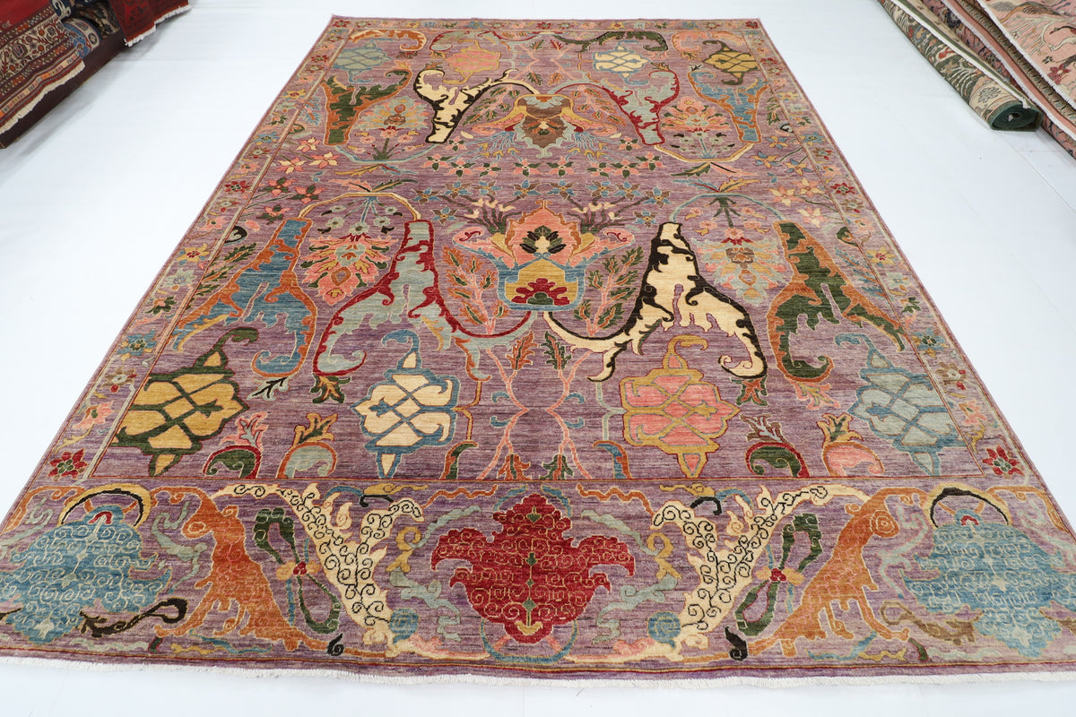 271 x 360 cm | Purple Kawros Area Rug Afghan Hand Knotted Veg Dye Wool carpet