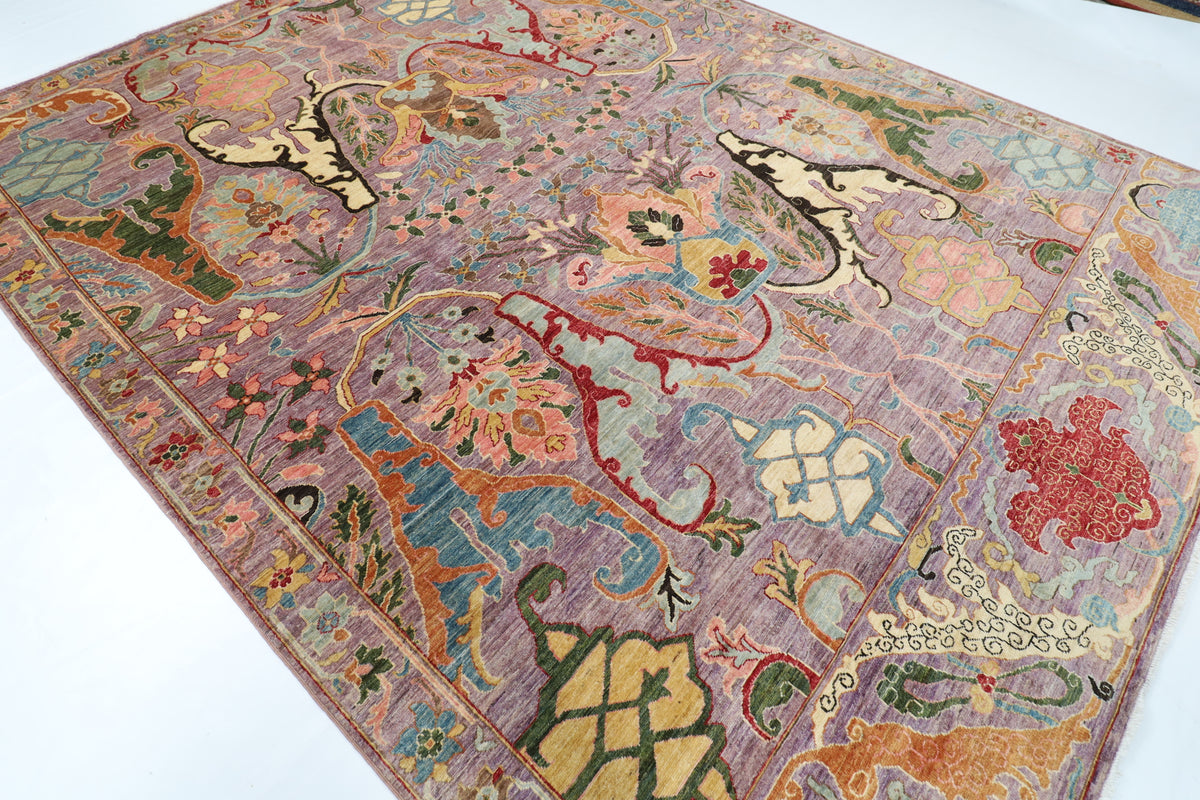 271 x 360 cm | Purple Kawros Area Rug Afghan Hand Knotted Veg Dye Wool carpet