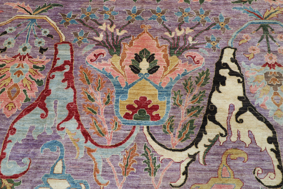 271 x 360 cm | Purple Kawros Area Rug Afghan Hand Knotted Veg Dye Wool carpet