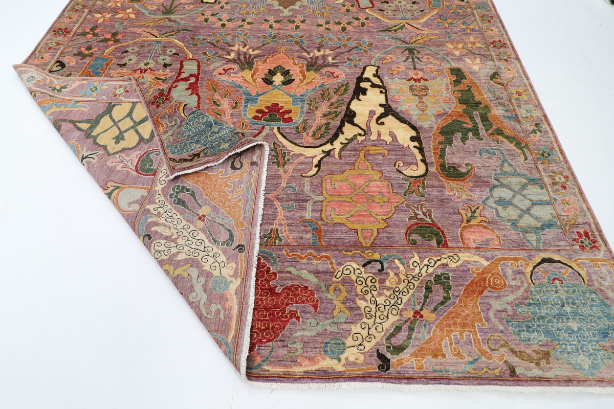 271 x 360 cm | Purple Kawros Area Rug Afghan Hand Knotted Veg Dye Wool carpet