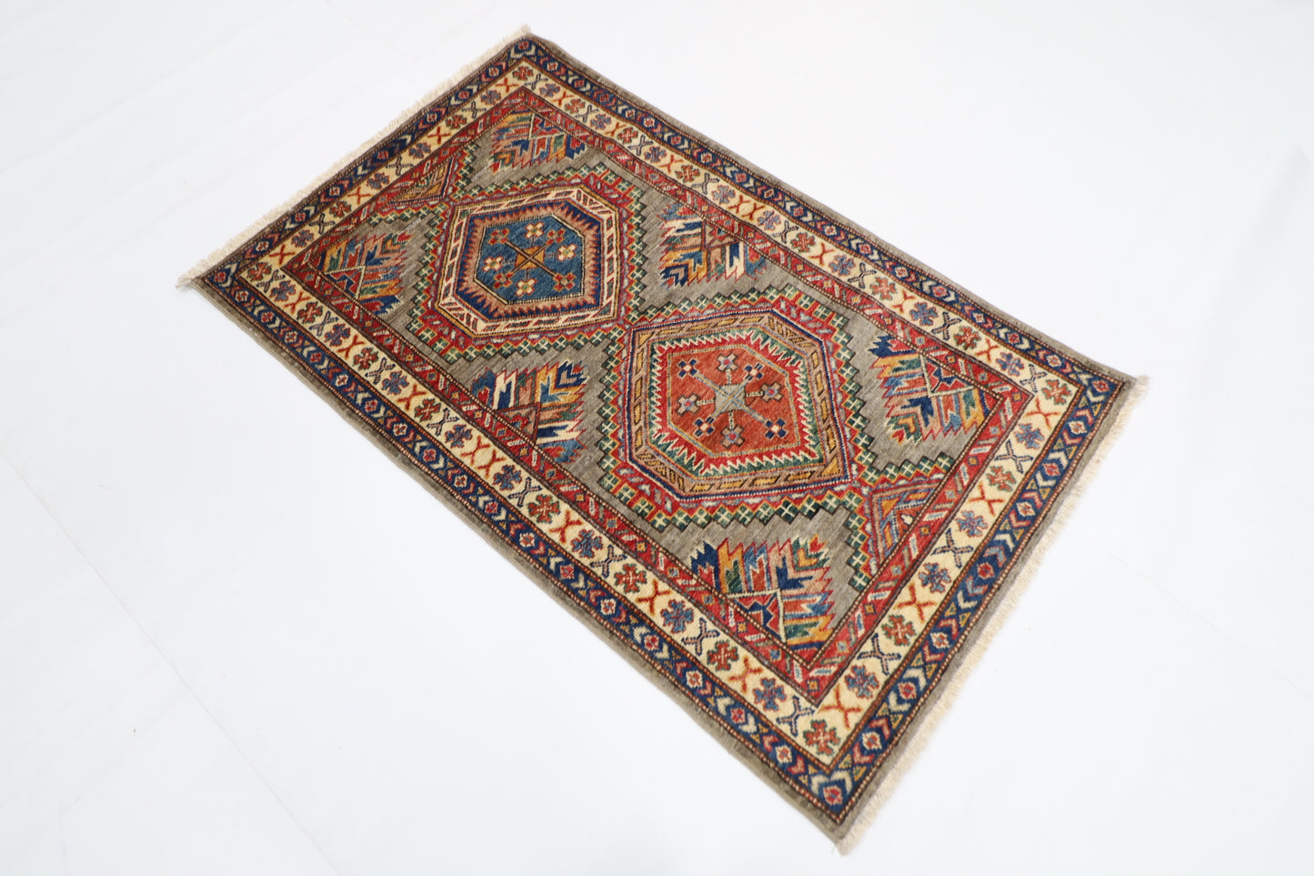 83 x 133 cm | Kazak Afghan Tribal Hand Knotted Carpet