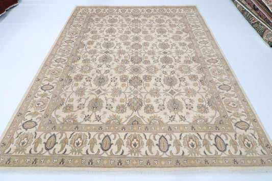 248 x 299 cm | Beige Area Rug Afghan Hand Knotted Veg Dye Wool carpet
