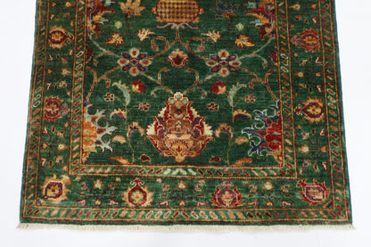 88 x 128 cm | Sultani Green Afghan Tribal Hand Knotted Carpet