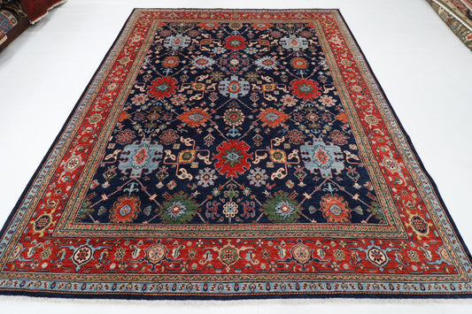 247 x 301 cm | Navy Blue Area Rug Afghan Hand Knotted Veg Dye Wool carpet