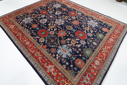 247 x 301 cm | Navy Blue Area Rug Afghan Hand Knotted Veg Dye Wool carpet