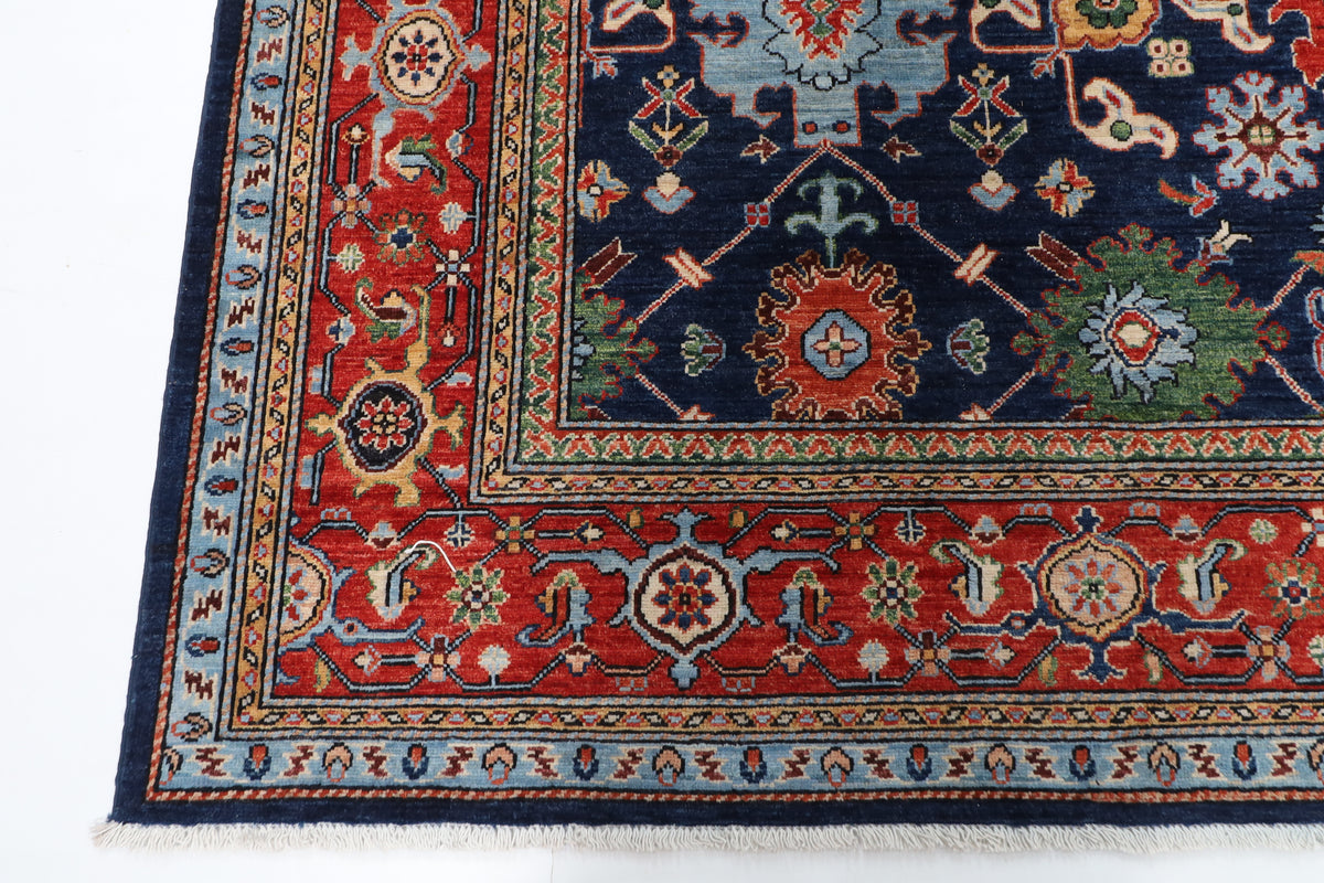 247 x 301 cm | Navy Blue Area Rug Afghan Hand Knotted Veg Dye Wool carpet