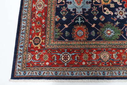 247 x 301 cm | Navy Blue Area Rug Afghan Hand Knotted Veg Dye Wool carpet