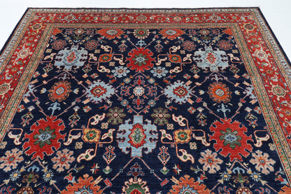 247 x 301 cm | Navy Blue Area Rug Afghan Hand Knotted Veg Dye Wool carpet