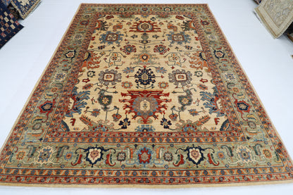 248 x 310 cm | Oriental Floral beige Area Rug Afghan Hand Knotted Veg Dye Wool carpet