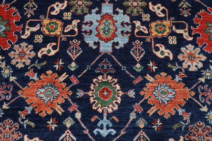 247 x 301 cm | Navy Blue Area Rug Afghan Hand Knotted Veg Dye Wool carpet