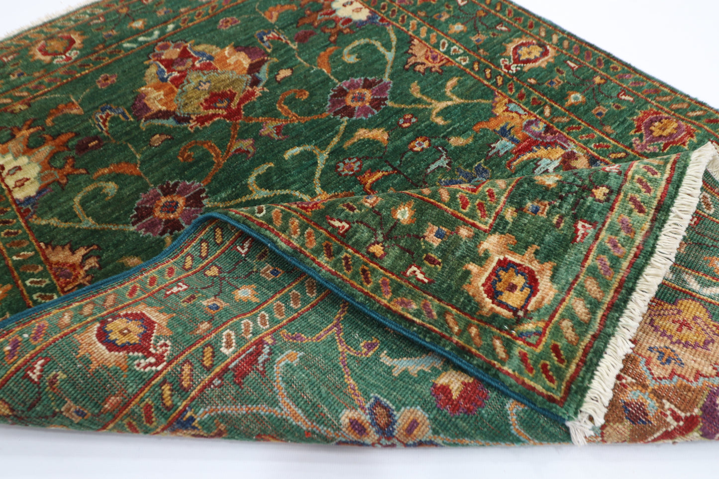 88 x 128 cm | Sultani Green Afghan Tribal Hand Knotted Carpet