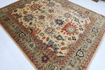248 x 310 cm | Oriental Floral beige Area Rug Afghan Hand Knotted Veg Dye Wool carpet