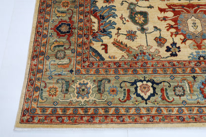 248 x 310 cm | Oriental Floral beige Area Rug Afghan Hand Knotted Veg Dye Wool carpet