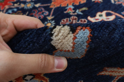 247 x 301 cm | Navy Blue Area Rug Afghan Hand Knotted Veg Dye Wool carpet
