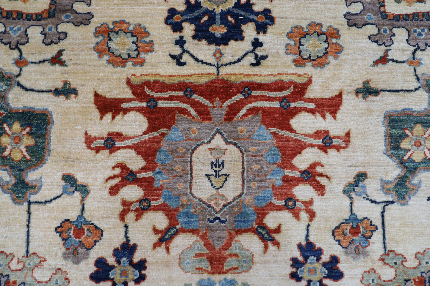 248 x 310 cm | Oriental Floral beige Area Rug Afghan Hand Knotted Veg Dye Wool carpet