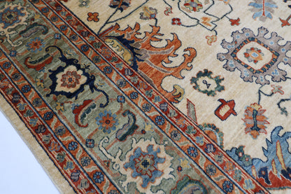 248 x 310 cm | Oriental Floral beige Area Rug Afghan Hand Knotted Veg Dye Wool carpet