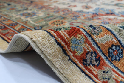 248 x 310 cm | Oriental Floral beige Area Rug Afghan Hand Knotted Veg Dye Wool carpet