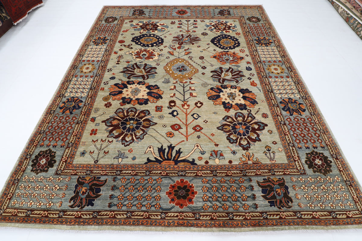 248 x 301 cm | Floral Area Rug Afghan Hand Knotted Veg Dye Wool carpet