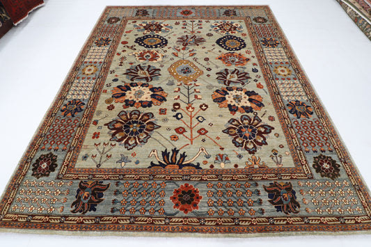 248 x 301 cm | Floral Area Rug Afghan Hand Knotted Veg Dye Wool carpet