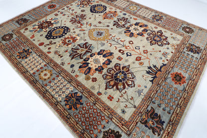248 x 301 cm | Floral Area Rug Afghan Hand Knotted Veg Dye Wool carpet