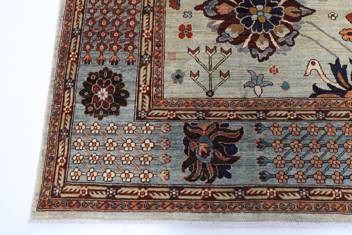 248 x 301 cm | Floral Area Rug Afghan Hand Knotted Veg Dye Wool carpet
